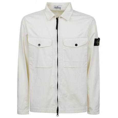 Stone Island Overshirt uomo biscotto in raso di cotone