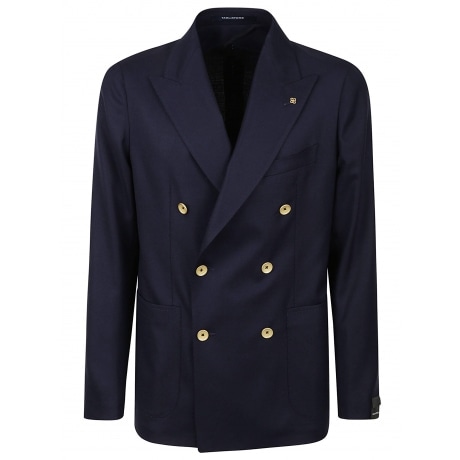 Tagliatore Giacca doppiopetto uomo blu in hopsack