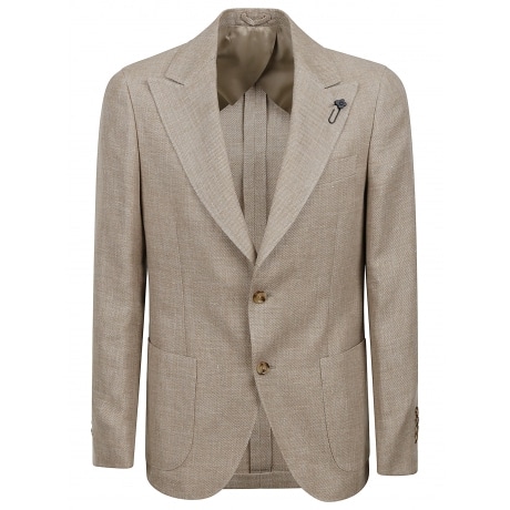 Lardini giacca monopetto uomo beige in misto lino