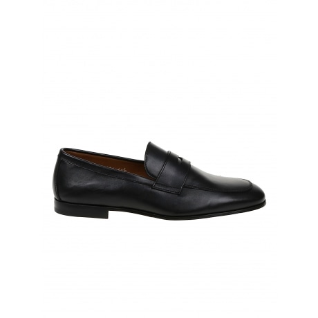 Doucal's scarpa mocassino uomo nero in vitello spazzolato