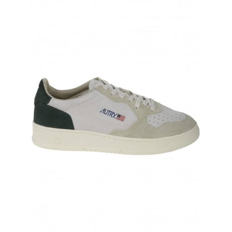 Autry Scarpe bianco beige verde uomo in pelle e suede con lacci