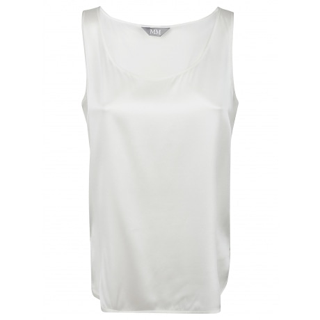 Max Mara Top donna smanicato in raso di seta bianco