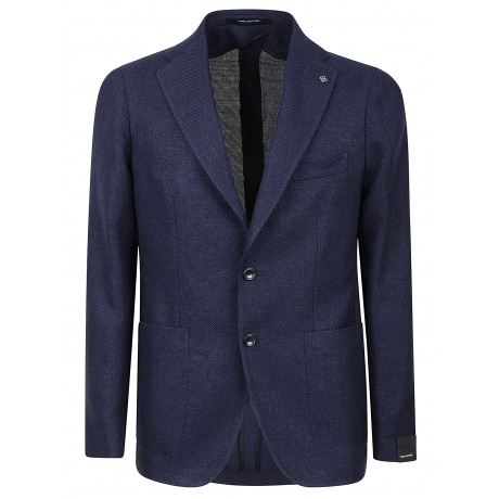 Tagliatore Giacca monopetto uomo blu in lana e lino
