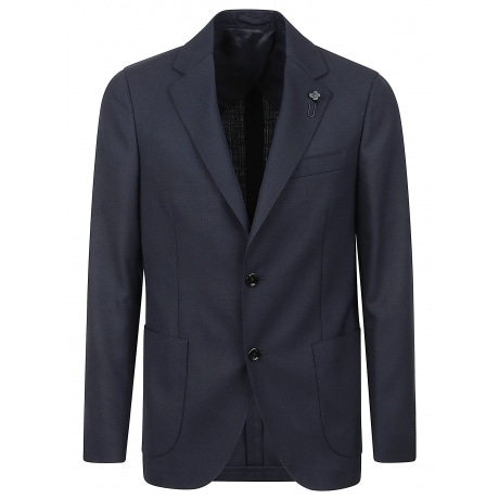 Lardini Giacca monopetto uomo blu in hopsack