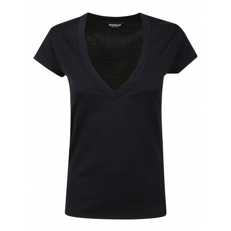 Dondup T-shirt scollo V regular in cotone nero