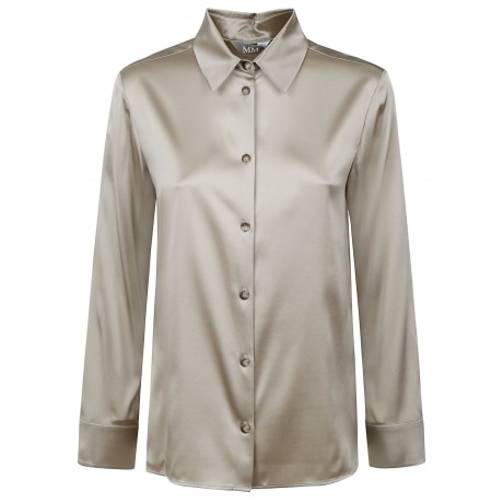 Max Mara camicia donna in raso di seta sabbia