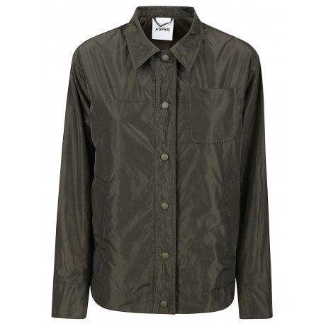 Aspesi Overshirt Jodie donna verde militare in nylon