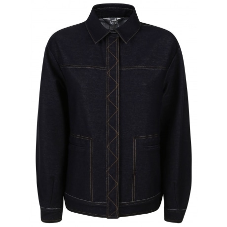 Max Mara giacca donna in jersey di cotone effetto denim blu