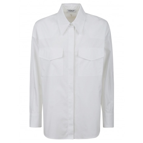 Dondup Camicia donna in popeline di cotone bianco