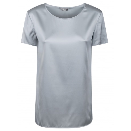 Max Mara Blusa donna a maniche corte in raso di seta azzurro