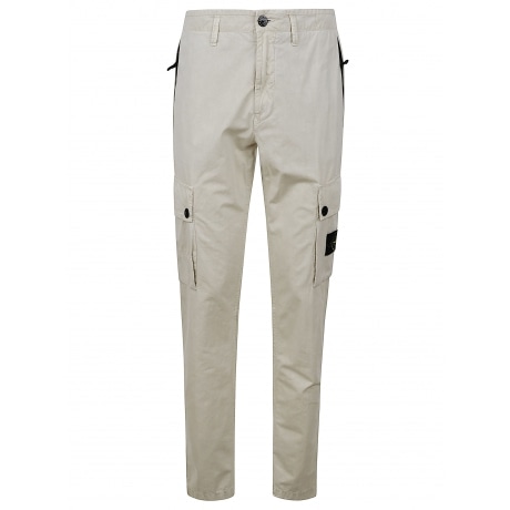 Stone Island Pantalone cargo uomo beige in cotone smerigliato