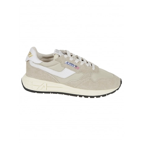 Autry Scarpe beige donna in pelle suede e nylon con lacci