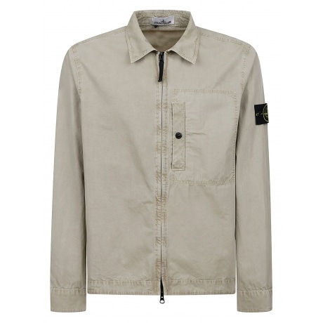 Stone Island Overshirt uomo biscotto in tela smerigliata