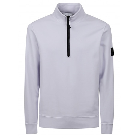 Stone Island Felpa glicine uomo con mezza zip in cotone