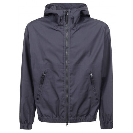 Stone Island Overshirt uomo blu in cotone con zip e cappuccio