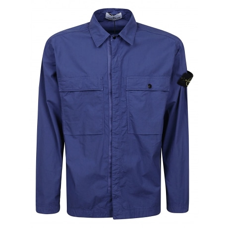 Stone Island Overshirt uomo blu marino in cotone stretch