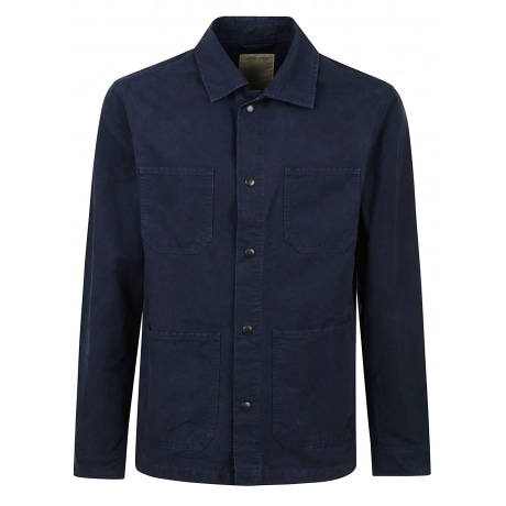 Woolrich Overshirt blu uomo in cotone con tasche