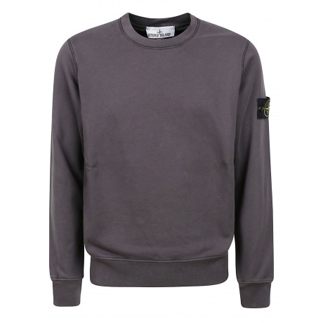 Stone Island felpa grigio antracite uomo girocollo in cotone