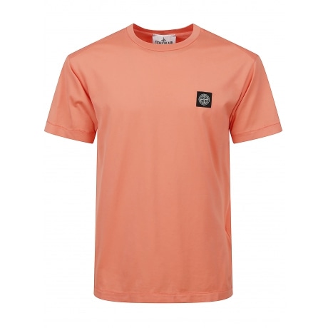 Stone Island T-shirt arancione uomo in cotone