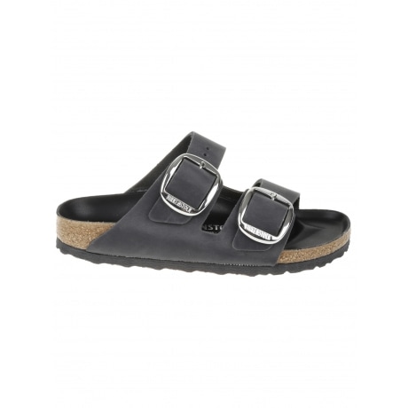 Birkenstock Sandali arizona nero donna doppia fascia fibbia grande pelle oleata