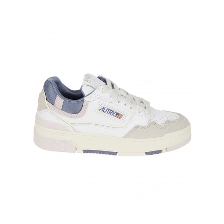 Autry scarpe bianco beige e rosa in pelle suede e microrete con lacci