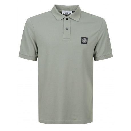 Stone Island Polo uomo verde salvia in cotone piquè