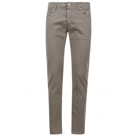 Jacob Cohen Jeans cinque tasche uomo tortora in gabardina di cotone