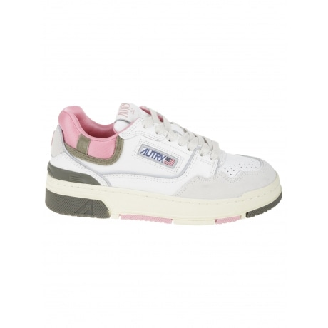 Autry scarpe bianco rosa e marrone donna in pelle suede e microrete con lacci