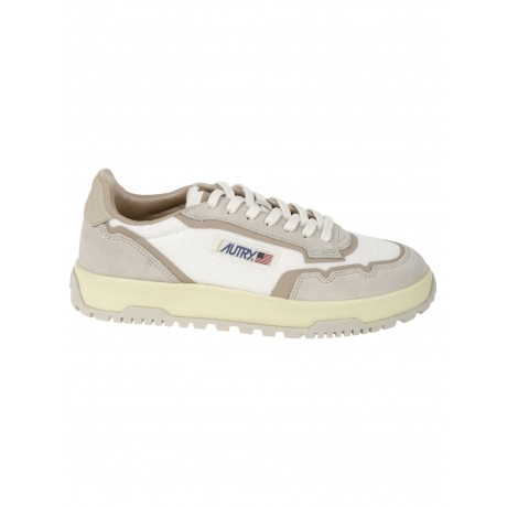 Autry Scarpe bianco e beige uomo in mesi e suede con lacci