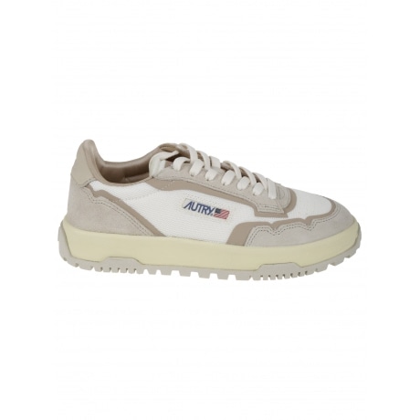 Autry Scarpe bianco e beige donna in mesh e suede con lacci