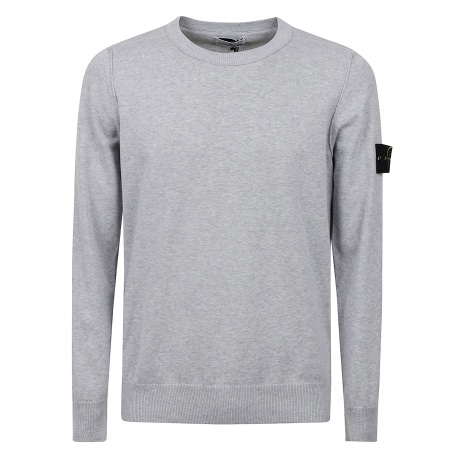 Stone Island Maglia grigio perla uomo girocollo in cotone morbido