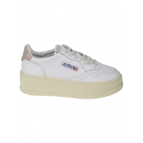 Autry Scarpe bianco donna in pelle con plateau e lacci