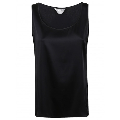 Max Mara top donna smanicato in raso di seta nero