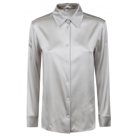 Max Mara camicia donna in raso di seta grigia