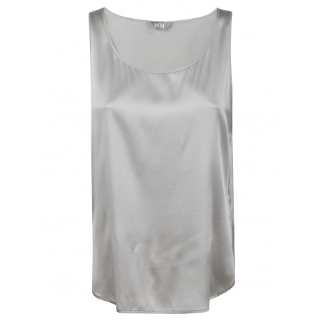 Max Mara Top donna smanicato in raso di seta grigio