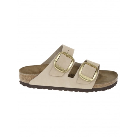 Birkenstock sandali arizona beige donna doppia fascia fibbia grande nabuk
