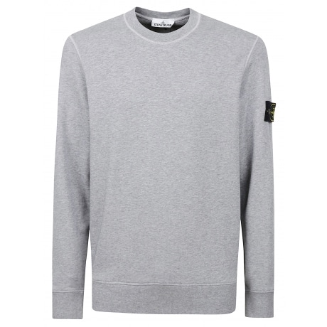 Stone Island Felpa grigio medio uomo girocollo in cotone
