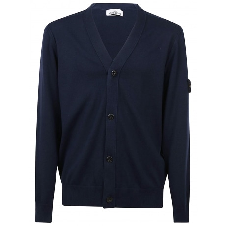 Stone Island Cardigan blu uomo in cotone