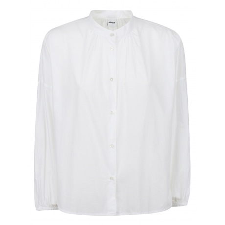 Aspesi camicia donna bianco in cotone con arricciature
