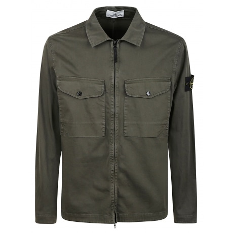 Stone Island Overshirt uomo biscotto in raso di cotone