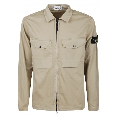 Stone Island overshirt uomo biscotto in raso di cotone