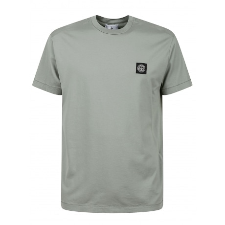 Stone Island T-shirt verde salvia uomo in cotone