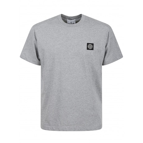 Stone Island T-shirt grigio melange uomo in cotone