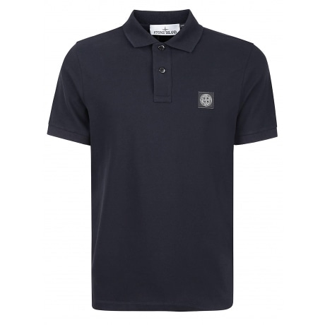 Stone Island Polo uomo blu in cotone piquè