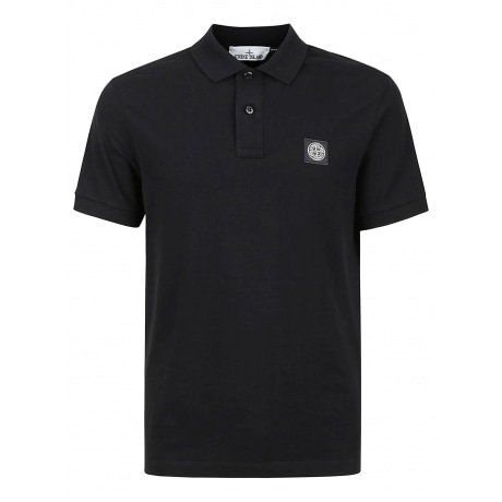 Stone Island Polo uomo nero in cotone piquè