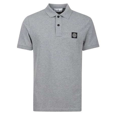 Stone Island Polo uomo grigio medio in cotone piquè