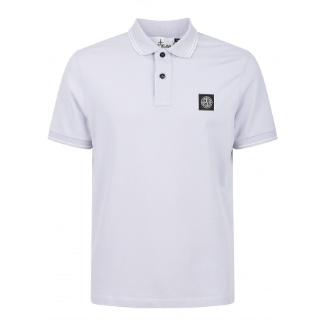 Stone Island Polo uomo glicine in cotone piquè con perfilo