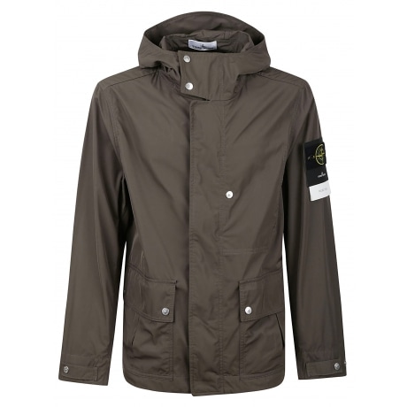 Stone Island Giubbotto parka uomo verde militare in micro twill