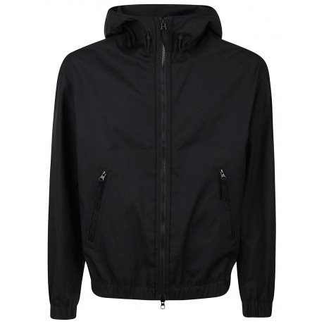 Stone Island Overshirt uomo nero in cotone con zip e cappuccio