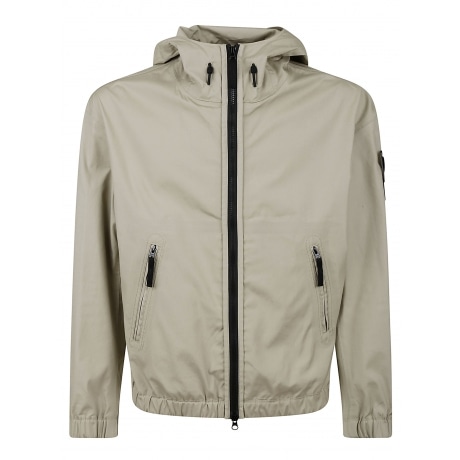 Stone Island overshirt uomo biscotto in cotone con zip e cappuccio